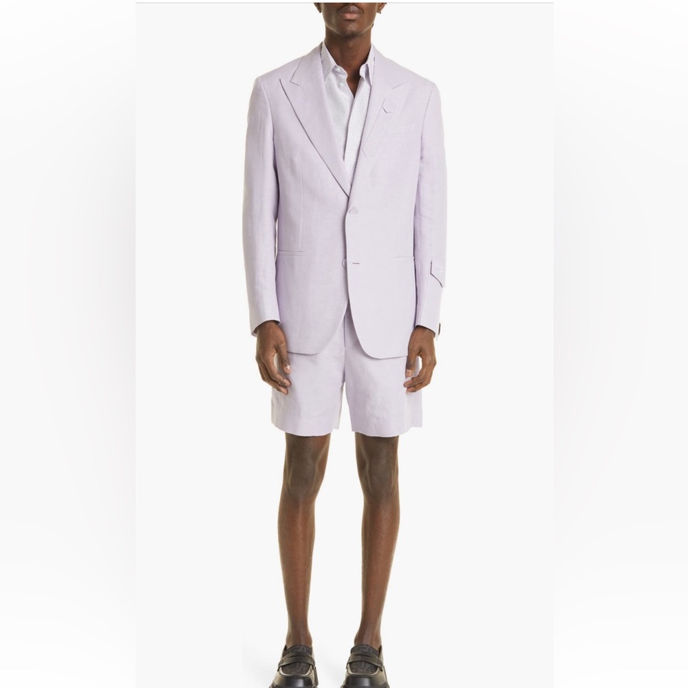 Fendi Slim Peak Lapel Jacket & Linen Blend Shorts Suit *DAMAGED SEE DESCRIPTION*